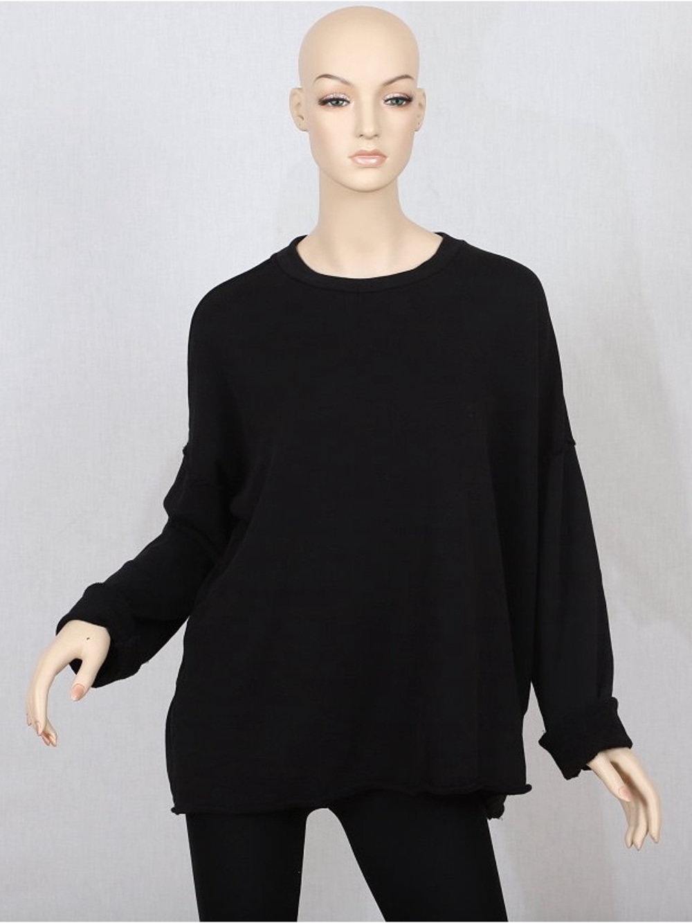 Eileen Fisher Black super soft 100% organic cotton sweatshirt Large